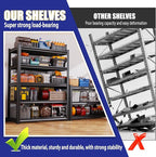 71"H Garage Shelving-3000LBS 5 Tier Storage Shelves,Adjustable Heavy Duty Metal Shelving Unit and Storage Large Wire Rack,Utility Steel Shelf For Shop Warehouse Industrial Pantry Basement 71"x35"x16" - Image 5