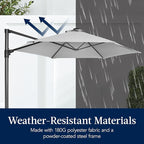 Best Choice Products 10ft Offset Cantilever Hanging Market Patio Umbrella, Smooth 360° Rotation, 8 Sturdy Ribs, Easy Adjustment - Fog Gray - Image 5