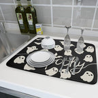 Halloween Dish Drying Mat for Kitchen Counter 18x24 Cute Ghost Black Spooky - Image 6