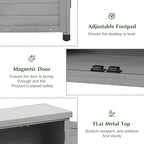 Outdoor Storage Cabinet & Potting Bench Table with Metal Top, Wooden Patio Furniture, Garden Workstation (Classic Grey, 36x31x17in) - Image 5