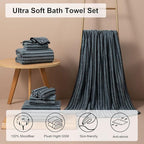 8 Pcs Grayish Blue Cabana Stripe Large Bath Towel Oversized Bath Sheet-2 - Image 2