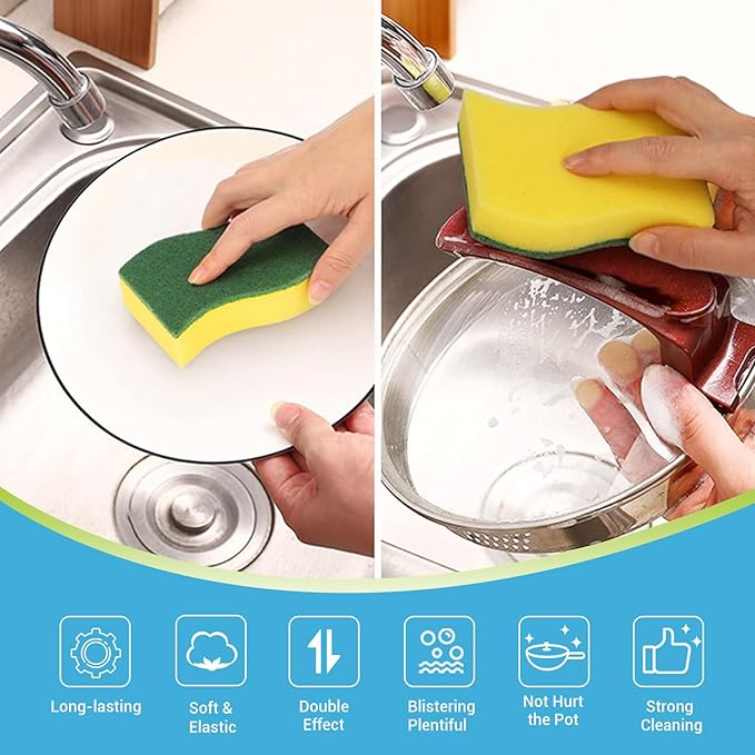 AIDEA Sponges Kitchen, 24 Pack Heavy Duty Dish Sponge, Cleaning Dish Scrubber - Image 2