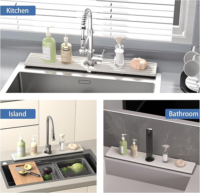 Kitchen Faucet Mat, Diatomite Sink Faucet Mat Splash Guard - Image 6