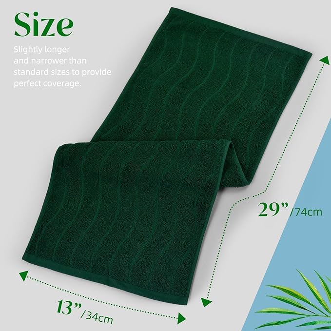 Jacquotha 2-Piece Hand Towels Set in Forest Green, Wavy Striped Jacquard Towels - Image 5