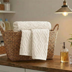 Artoid Mode 2 Pcs Beige 3D Diamond Grid Jacquard Hand Towels - Image 5