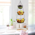 Heavy Duty - 3 Tier Hanging Kitchen Black Fruit Basket - Image 6
