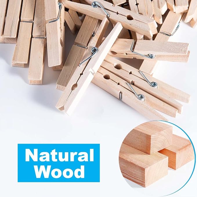 SenseYo 300 Pcs 2.9 Inch Wooden Clothespins Clips - Image 3