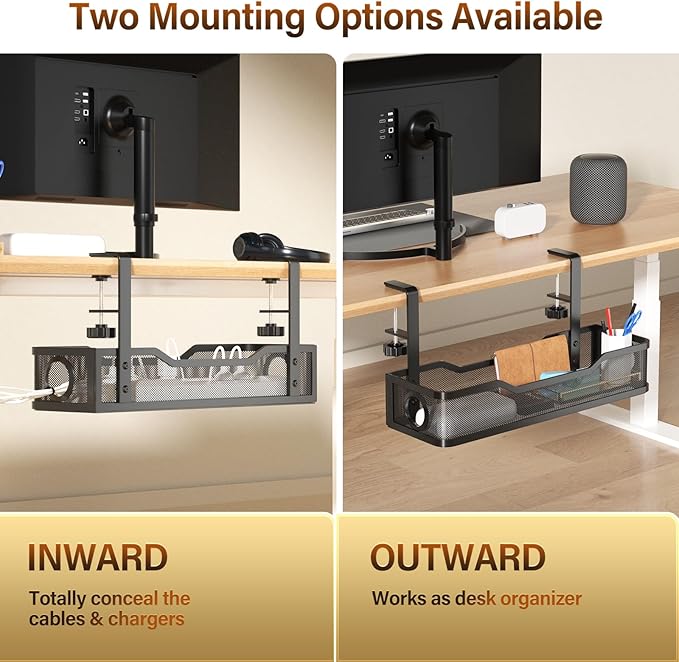 2 Pack Under Desk Cable Management Tray, Cinati Cord Organizers - Image 5
