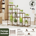 Bamworld Tall Plant Stand Indoor Wood Plant Shelf Outdoor Tiered Plant Rack for Multiple Plants 4 Tiers 10 Pots Ladder Plant Holder Plant Table for Plant Pots Boho Home Decor for Gardening Gifts - Image 7