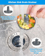 Hibbent 3 in 1 Kitchen Sink Drain Strainer and Stopper Combo, Chrome Stainless - Image 2