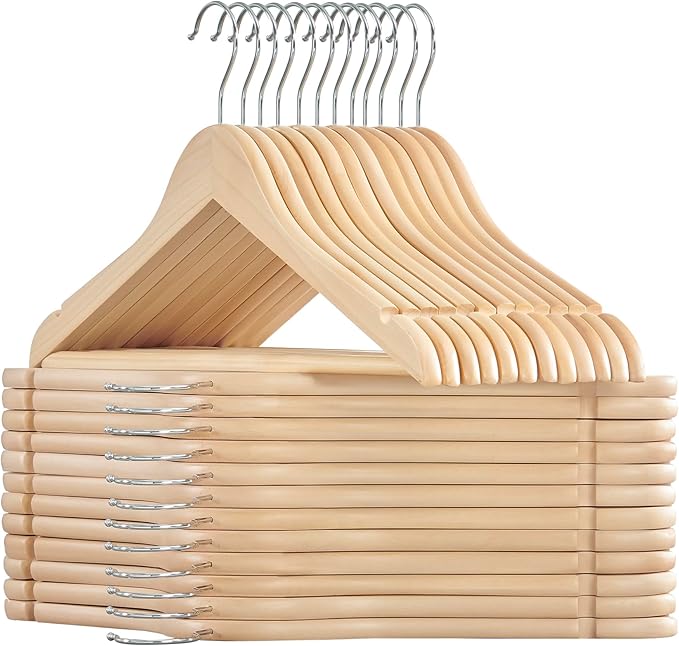 SONGMICS Wooden Hangers, Coat Hangers, Pants Bar, 360° Swivel Hooks, by SONGMICSbySONGMICSHOME