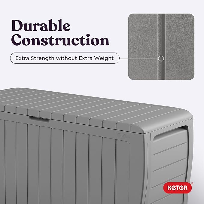 Keter Marvel Plus 71 Gallon Resin Outdoor Storage Box for Patio, Balcony & Garden – Weather‑Resistant Deck Box for Cushions, Pillows, Pool Floats & Tools, Light Grey - Image 9