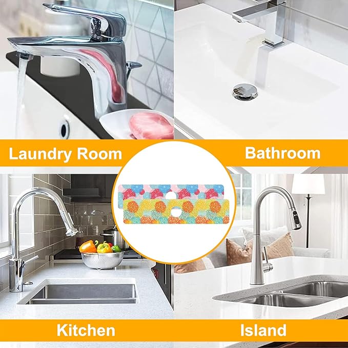 2 Pack Abstract Flowers Sink Splash Guard Faucet Mat Vintage Floral Super - Image 7