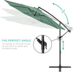 Best Choice Products 10ft Offset Cantilever Hanging Market Patio Umbrella, 8 Sturdy Ribs, Easy Adjustment - Seaglass - Image 4