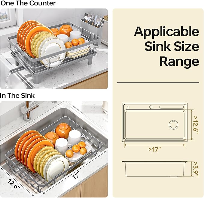 TOOLF Space-Saving Dish Drying Rack, Sink Dish Drainer Rack, Dishes Strainer - Image 9
