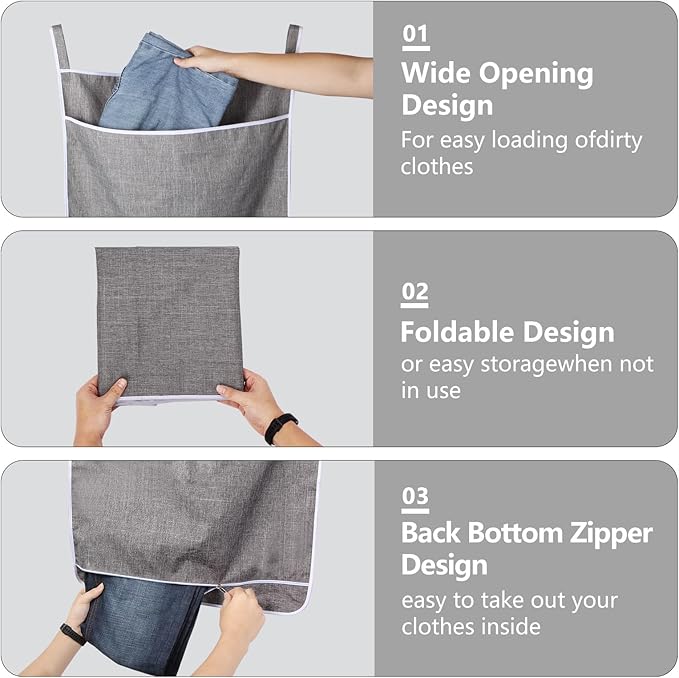 XL Hanging Laundry Hamper Bag, Door Hanging Hamper - Image 5