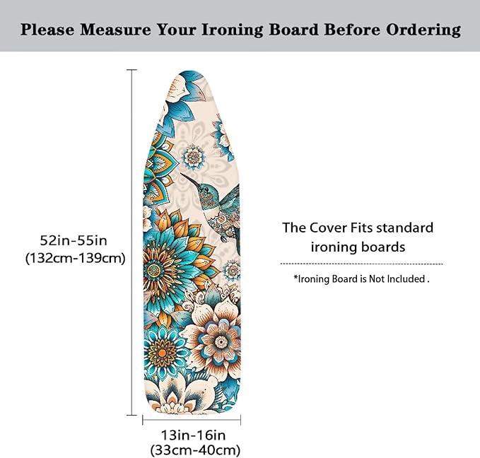 ZDCUSTOM Boho Hummingbird Ironing Board Cover Scorch Resistant Ironing Board - Image 5