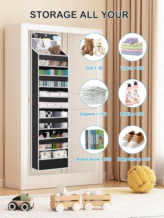 Over the Door Storage Hanging, 6 Tier Behind Door Organizer - Image 5