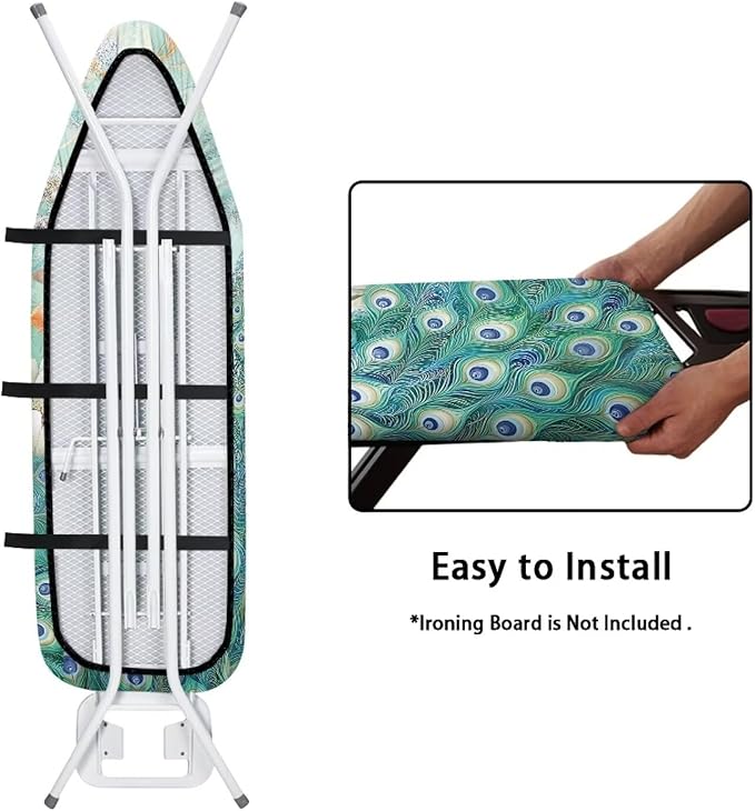 Peacock Thick Padding Ironing Board Covers Durable Stain Resistant Hook and - Image 4
