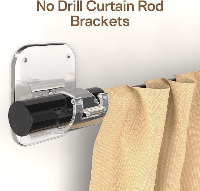 No Drill Curtain Rod Brackets No Drilling Holder 20lb - Image 6