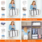 Vieshful 3 Pack 40L+60L+90L Clear Clothes Storage Bag, Zippered Closet Organizer - Image 2