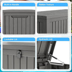 TARKARI 200 Gallon Lockable Resin Deck Box, Waterproof & UV-Resistant Outdoor Storage Box for Outdoor Cushion Storage, Garden Tools & Pool Accessories Storage, Gray - Image 6