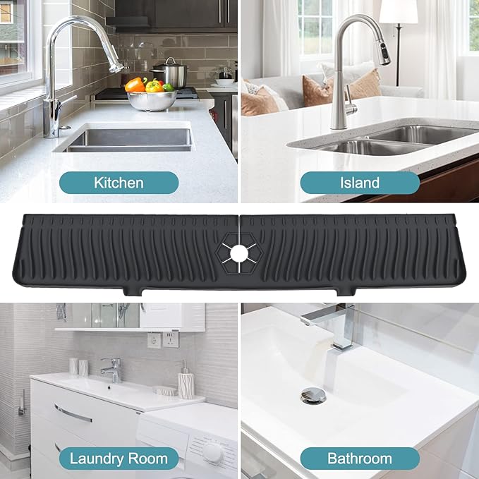 30 Inch Longer Faucet Mat for Kitchen Sink, Silicone Sink Faucet Mat Splash - Image 4