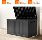 230 Gallon Resin Deck Box, Lockable Patio Outdoor Storage Box for Furniture, Garden Tools and Tools Storage, Waterproof Outside Storage Boxes - Black - Image 3