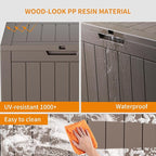DRATO 35 Gallon Deck Boxes Resin Outdoor Storage Box UV Resistant Outside Deck Box with Lockable Lid for Patio Furniture（Grey，35 Gallon） - Image 5