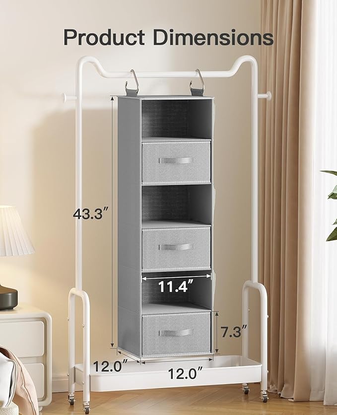 Pipishell Hanging Closet Organizer 6-Shelf, Hanging Shelves - Image 3