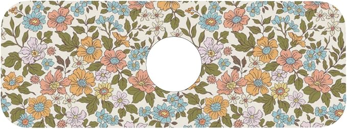 Faucet Draining Mat For Kitchen Sink, Colorful Flowers Floral Diatom Mud - Image 8