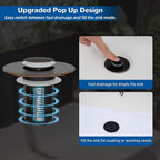 Hibbent Upgraded 3 in 1 Bathroom Sink Drain Strainer, Universal Pop Up Stopper - Image 5