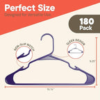 Purple Plastic Hangers 180 Pack– Heavy-Duty Plastic Hangers Slim and - Image 2