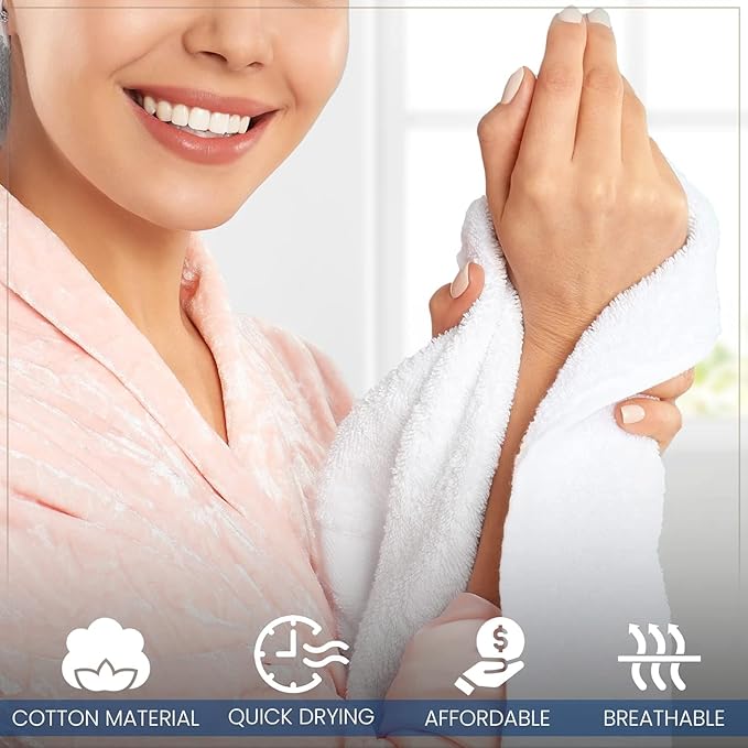 12 Pack Washcloths | Multicolour 100% Cotton Extra Absorbent Face Towels | Soft - Image 7