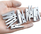 Jdesun 50 Pieces Photo Clips, Mini Silver Wooden Picture Paper Clip Clothespins - Image 6