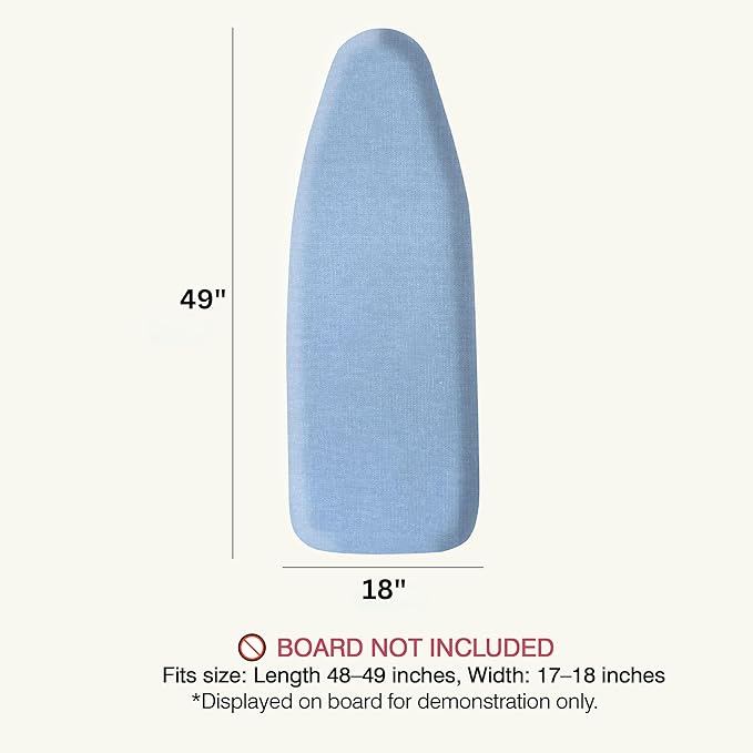 Ironing Board Cover and Pad 18"x49" Extra Thick Natural Cotton, Scorch and - Image 2