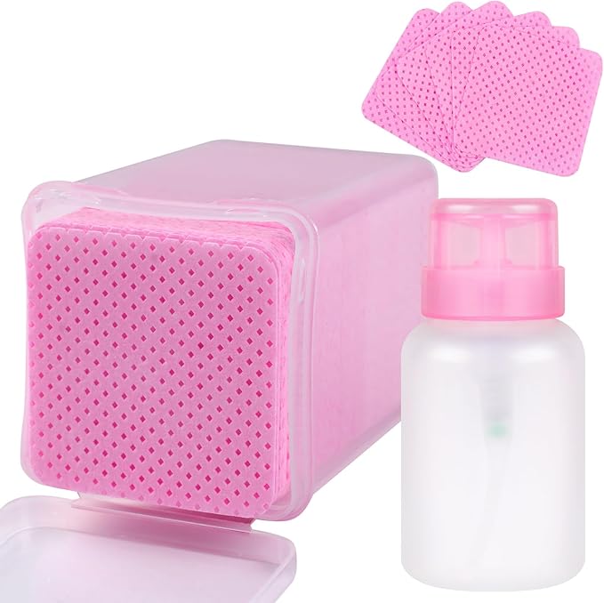 200pcs Lint Free Nail Wipes, 1 Pull-Off Pump-Style Bottle Suitable by qiqibaobao