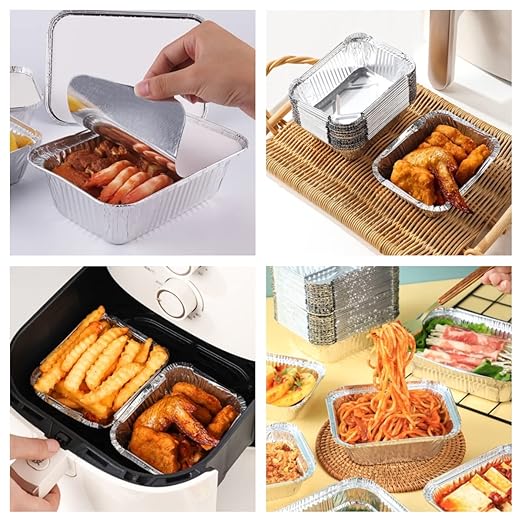 1 Lb Small Aluminum Pans with Lids Tin Foil Pans Disposable Cookware- Cardboard - Image 4