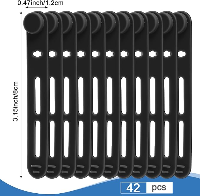 42 Pcs Silicone Cable Ties Reusable Cord Organizer Adjustable Data Cable Wraps - Image 2