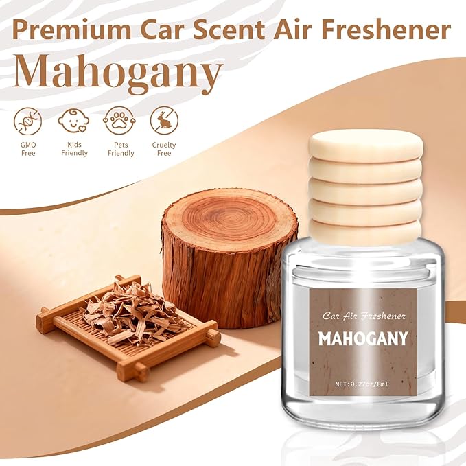AROIC 6 Pack Car Air Freshener, Mahogany Premium Woody Car Air Freshener - Image 4