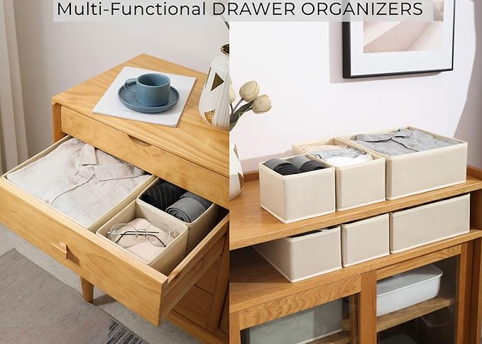 12 Pack Drawer Organizer Clothes, Foldable Fabric Dresser Organizer Closet - Image 2
