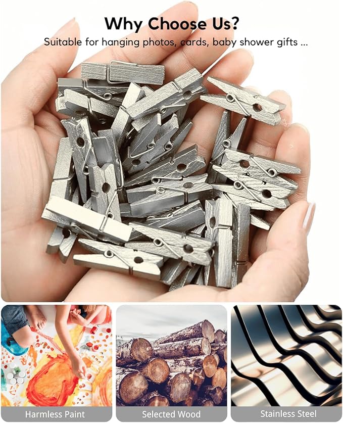 Mini Clothes Pins Wooden Colored Small Clothespins - Image 4