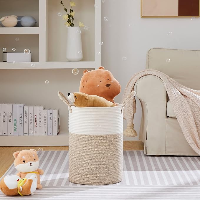 VIPOSCO Large Laundry Hamper, Tall Woven Rope Storage Basket - Image 2