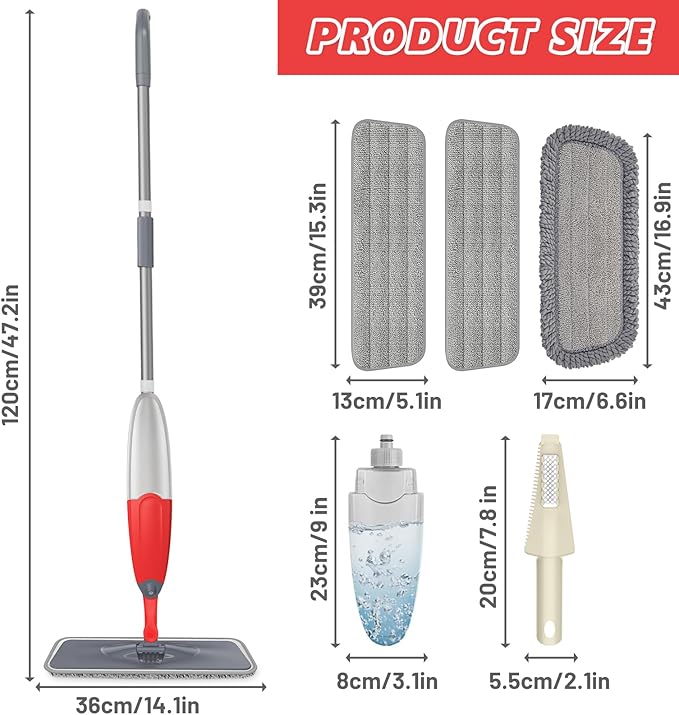HOMTOYOU Dust Mop for Hardwood Floors: Microfiber Spray Mop for Cleaning - Image 9