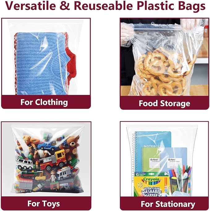 Large Plastic Bags With Zipper Top, 5 Gallon, 10 Pack, Extra Large Storage - Image 4