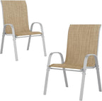 UDPATIO Patio Chairs Set of 2, Stackable Silver Outdoor Dining Chairs with High Back, Breathable Textilene Fabric Outdoor Chair All Weather, 350LBS Capacity for Garden, Backyard (Beige) by UDPATIO