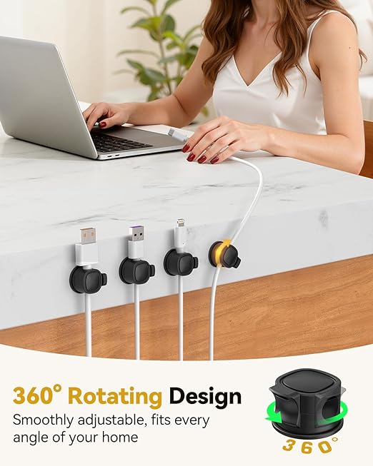 8Pack Rotatable Cord Organizer, INCHOR Cable Organizer, Spring Cable Clips - Image 2