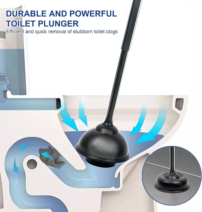 CELOX 2 Sets Black Toilet Brush and Plunger Set - Image 4