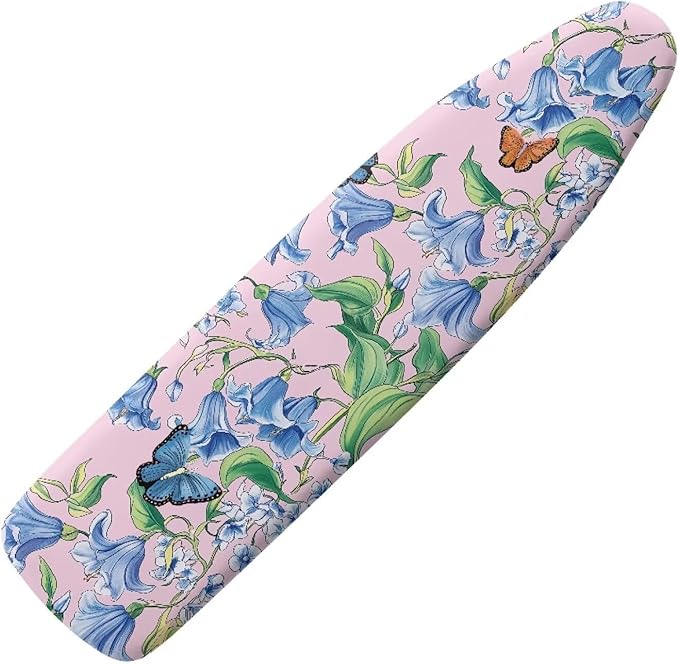 Blue Flower Butterfly Ironing Board Cover and Pad Standard Ironing Board Cover by Darisoco