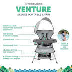 Baby Delight Go with Me Venture Portable Chair | Indoor and Outdoor | Sun Canopy | 3 Child Growth Stages | Elephant Grey - Image 3